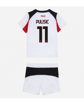 Billige Fotballdrakt AC Milan Christian Pulisic #11 Replika Bortedraktsett Barn 2025-26 Kortermet (med bukser)